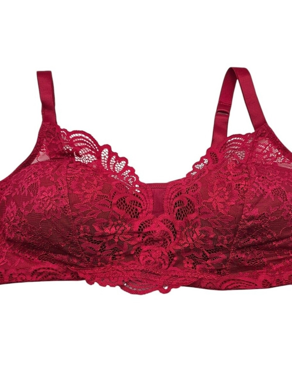 Vintage 1990s Bali Womens Sz XL Dark Pink lace T Shirt Bra Lightly Lined